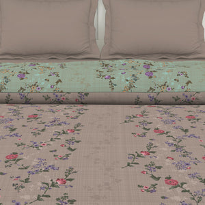 Floral Mauve Morn - Violet 100% Cotton Shell Double Quilt / AC Comforter - Lattice By Spaces