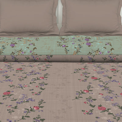 Floral Mauve Morn - Violet 100% Cotton Shell Double Quilt / AC Comforter - Lattice By Spaces
