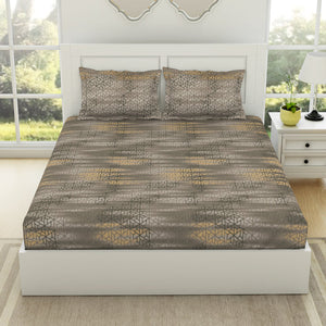 Geometric Pumice Stone - Taupe 100% Cotton King Fitted Sheet - Patterna By Spaces
