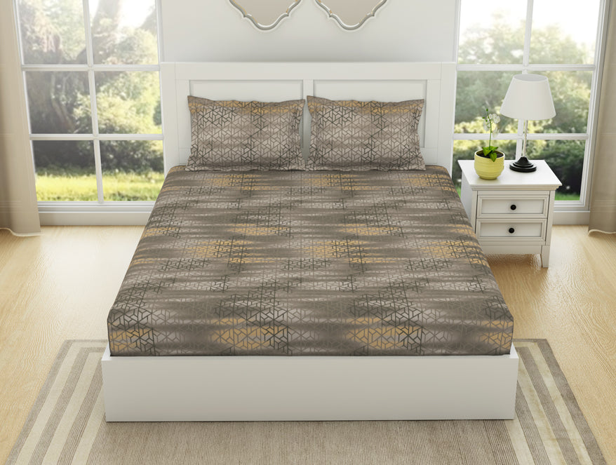 Geometric Pumice Stone - Taupe 100% Cotton King Fitted Sheet - Patterna By Spaces