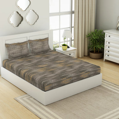 Geometric Pumice Stone - Taupe 100% Cotton King Fitted Sheet - Patterna By Spaces