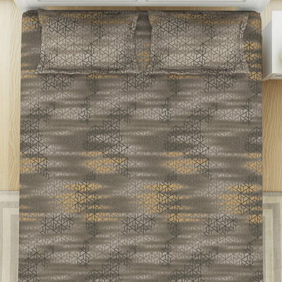 Geometric Pumice Stone - Taupe 100% Cotton King Fitted Sheet - Patterna By Spaces