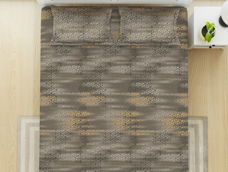 Geometric Pumice Stone - Taupe 100% Cotton King Fitted Sheet - Patterna By Spaces