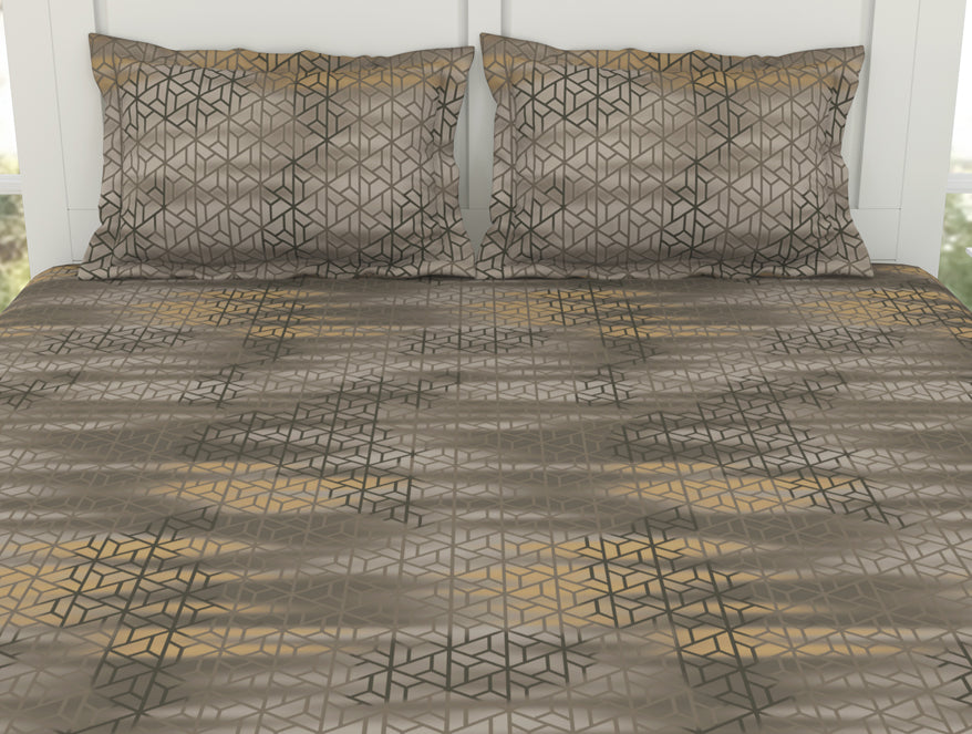 Geometric Pumice Stone - Taupe 100% Cotton King Fitted Sheet - Patterna By Spaces