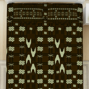 Geometric Gothic Olive - Dark Brown 100% Cotton King Size Bedsheet - Ikkat By Spaces