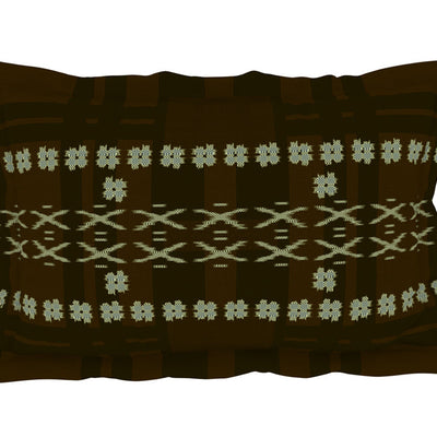 Geometric Gothic Olive - Dark Brown 100% Cotton King Size Bedsheet - Ikkat By Spaces