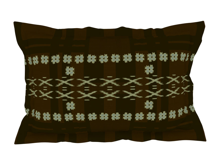 Geometric Gothic Olive - Dark Brown 100% Cotton King Size Bedsheet - Ikkat By Spaces