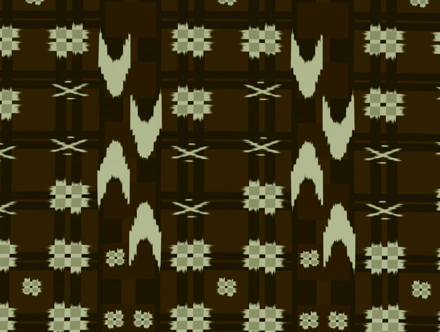 Geometric Gothic Olive - Dark Brown 100% Cotton King Size Bedsheet - Ikkat By Spaces