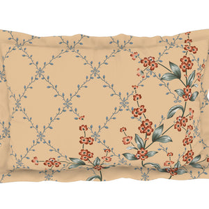 Floral Whisper White - Cream 100% Cotton King Size Bedsheet - Lattice By Spaces