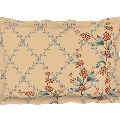 Floral Whisper White - Cream 100% Cotton King Size Bedsheet - Lattice By Spaces