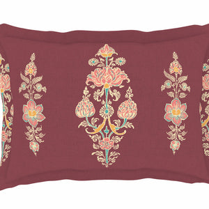 Floral Clared Red - Red 100% Cotton Double Bedsheet - Aurum By Spaces