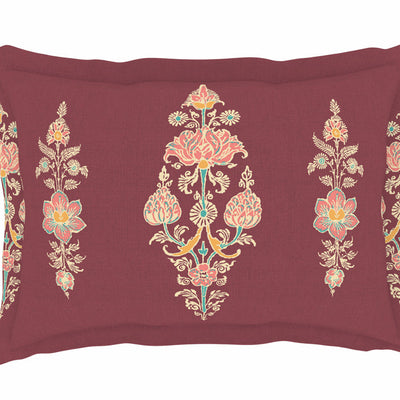 Floral Clared Red - Red 100% Cotton Double Bedsheet - Aurum By Spaces