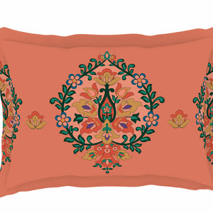 Floral Shrimp - Dark Blush 100% Cotton Double Bedsheet - Aurum By Spaces