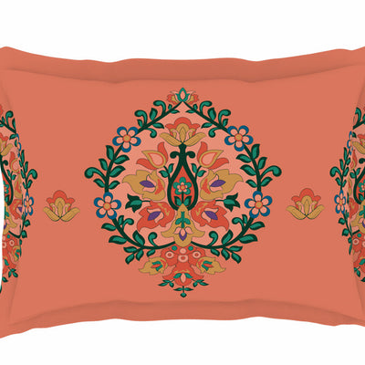 Floral Shrimp - Dark Blush 100% Cotton Double Bedsheet - Aurum By Spaces