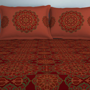 Floral Barbados Cherry - Red 100% Cotton Double Bedsheet - Aurum By Spaces