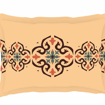 Geometric Creampuff - Light Orange 100% Cotton Double Bedsheet - Aurum By Spaces