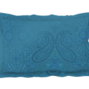Floral Blue Jasper - Blue Egyptian Cotton Tencel King Size Bedsheet - Pattern Art By Spaces