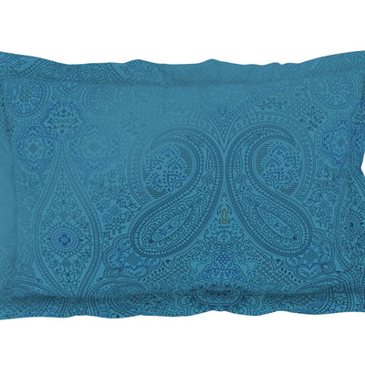 Floral Blue Jasper - Blue Egyptian Cotton Tencel King Size Bedsheet - Pattern Art By Spaces