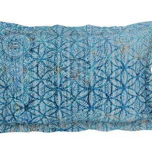 Floral Blue Jasper - Blue Egyptian Cotton Tencel King Size Bedsheet - Pattern Art By Spaces