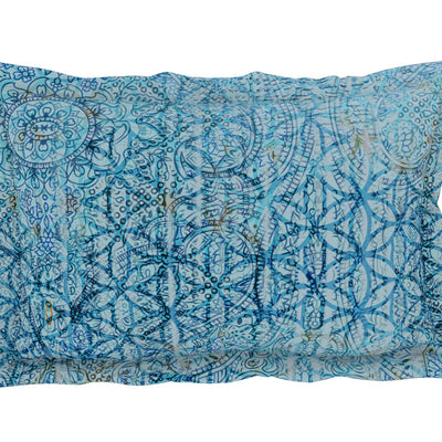 Floral Blue Jasper - Blue Egyptian Cotton Tencel King Size Bedsheet - Pattern Art By Spaces