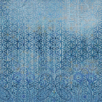 Floral Blue Jasper - Blue Egyptian Cotton Tencel King Size Bedsheet - Pattern Art By Spaces