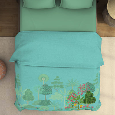 Floral Blue Tint - Aqua Fleece Blanket - Pichwai - Rangana By Spaces