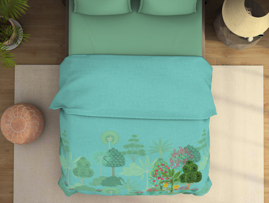 Floral Blue Tint - Aqua Fleece Blanket - Pichwai - Rangana By Spaces