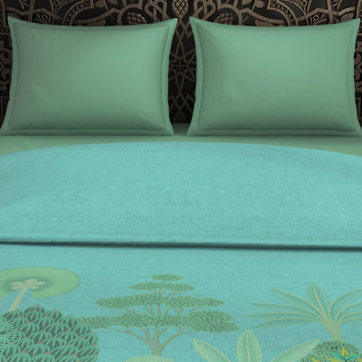 Floral Blue Tint - Aqua Fleece Blanket - Pichwai - Rangana By Spaces