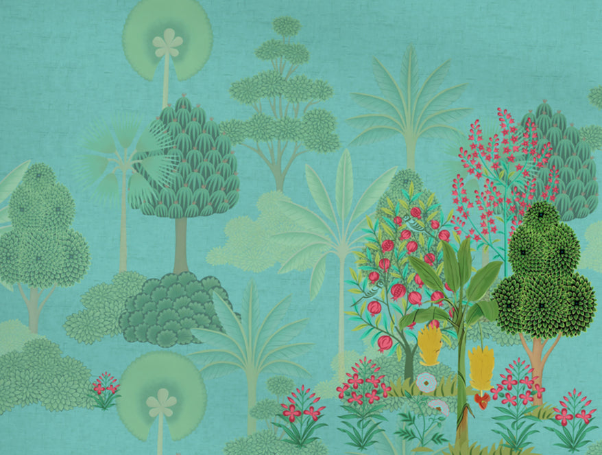 Floral Blue Tint - Aqua Fleece Blanket - Pichwai - Rangana By Spaces
