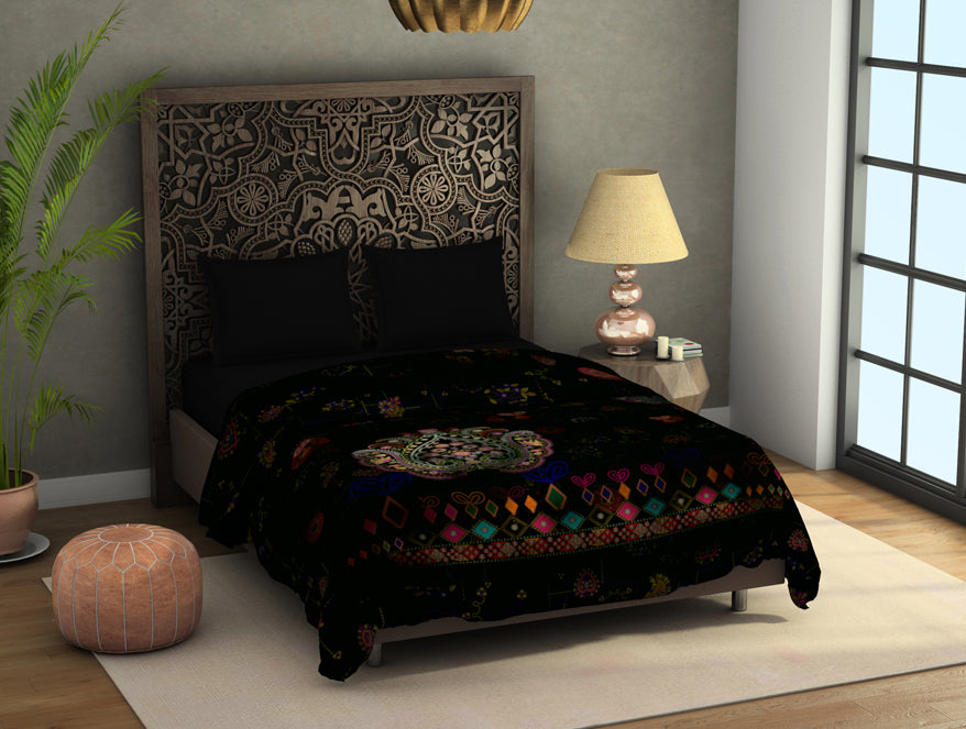 Floral Ganache - Dark Brown Fleece Blanket - Banjara - Rangana By Spaces