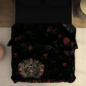 Floral Ganache - Dark Brown Fleece Blanket - Banjara - Rangana By Spaces