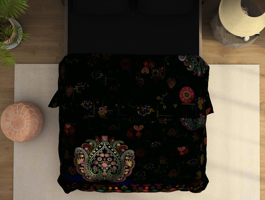 Floral Ganache - Dark Brown Fleece Blanket - Banjara - Rangana By Spaces
