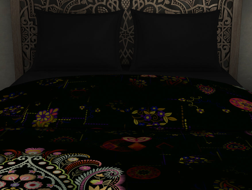 Floral Ganache - Dark Brown Fleece Blanket - Banjara - Rangana By Spaces