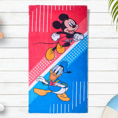 Red 100% Cotton Bath Towel - Disney Mickey/Donald Duck By Spaces