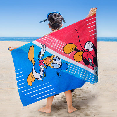 Red 100% Cotton Bath Towel - Disney Mickey/Donald Duck By Spaces