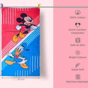 Red 100% Cotton Bath Towel - Disney Mickey/Donald Duck By Spaces