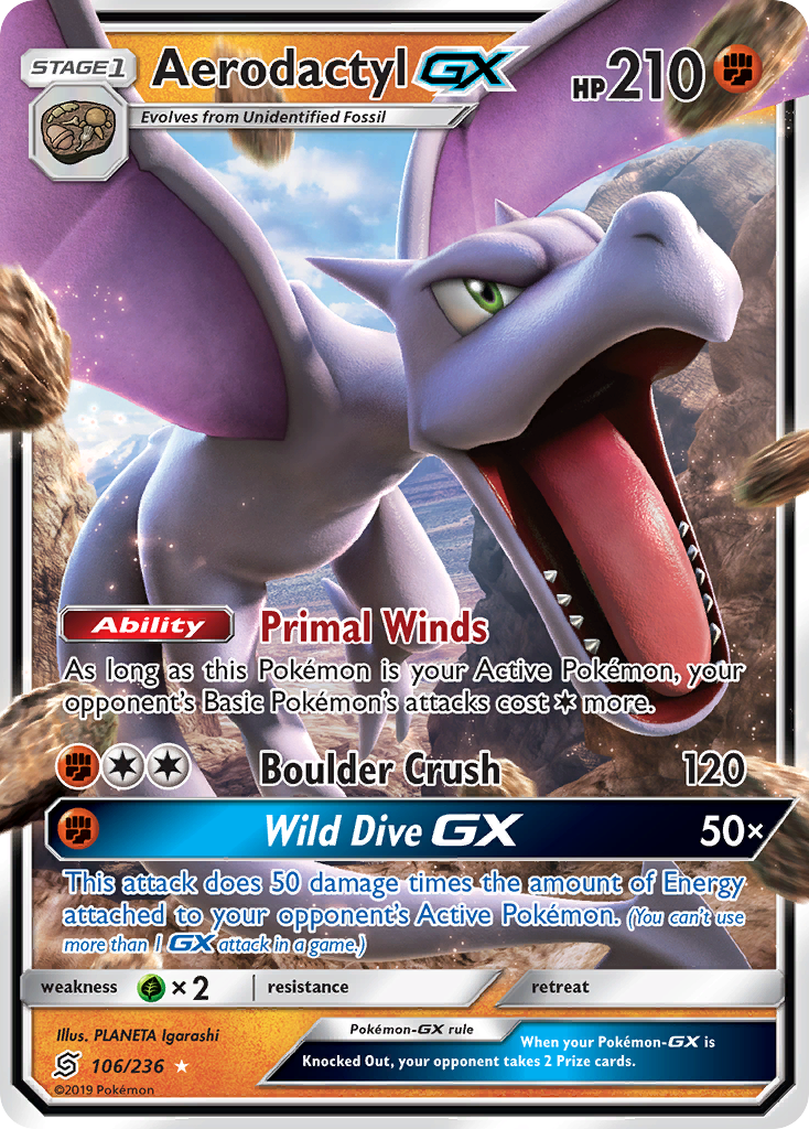 Aerodactyl-GX - 106/236 - Rare Holo GX