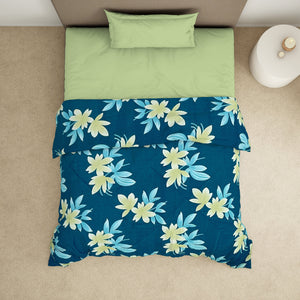 Floral Dark Blue Microfiber Shell Single Quilt / AC Comforter - Bliss By Welspun