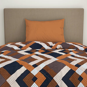 Geometric Brown Microfiber Shell Single Quilt / AC Comforter - Bliss By Welspun