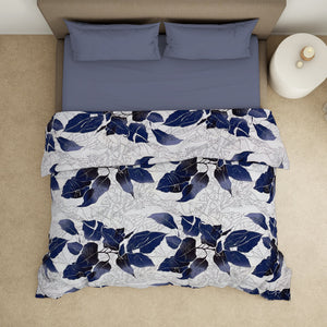 Floral Light Silver - Light Silver Microfiber Shell Double Quilt / AC Comforter - Bliss By Welspun