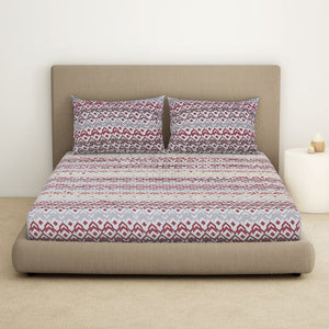 Geometric Lilac Ash - Light Grey Microfiber Double Bedsheet - Dazzle By Welspun