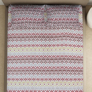 Geometric Lilac Ash - Light Grey Microfiber Double Bedsheet - Dazzle By Welspun