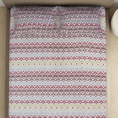 Geometric Lilac Ash - Light Grey Microfiber Double Bedsheet - Dazzle By Welspun
