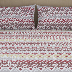 Geometric Lilac Ash - Light Grey Microfiber Double Bedsheet - Dazzle By Welspun