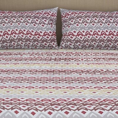 Geometric Lilac Ash - Light Grey Microfiber Double Bedsheet - Dazzle By Welspun