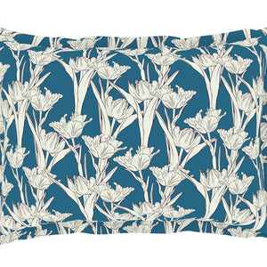 Floral Blue Sapphire - Dark Blue Microfiber Double Bedsheet - Dazzle By Welspun