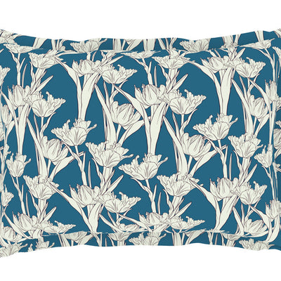 Floral Blue Sapphire - Dark Blue Microfiber Double Bedsheet - Dazzle By Welspun