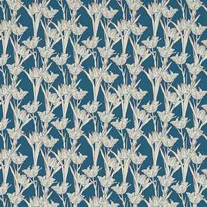 Floral Blue Sapphire - Dark Blue Microfiber Double Bedsheet - Dazzle By Welspun