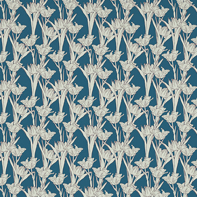 Floral Blue Sapphire - Dark Blue Microfiber Double Bedsheet - Dazzle By Welspun