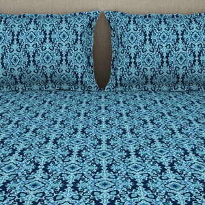 Ornate Poseidon - Dark Blue Microfiber Double Bedsheet - Dazzle By Welspun